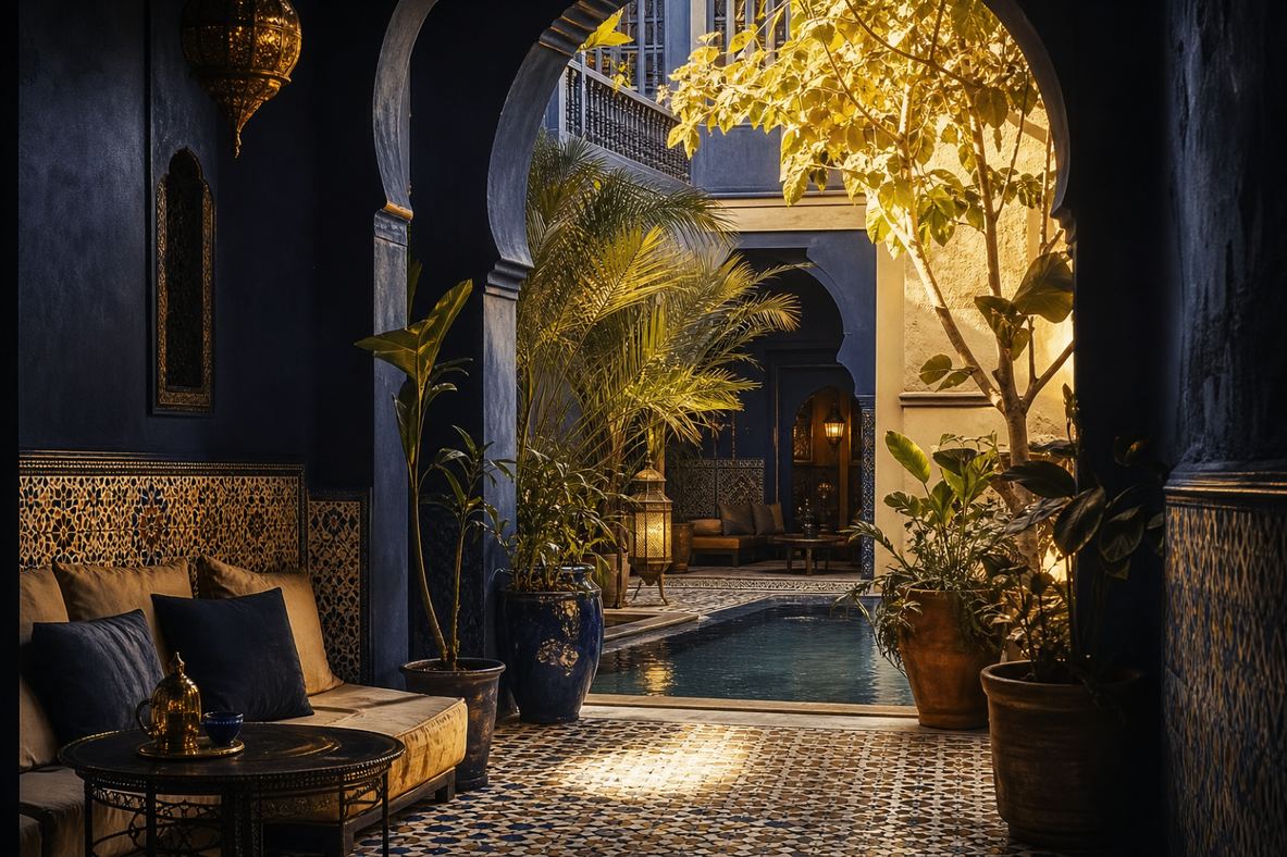 DHIAFA, riad courtyard patio for hospitality ops