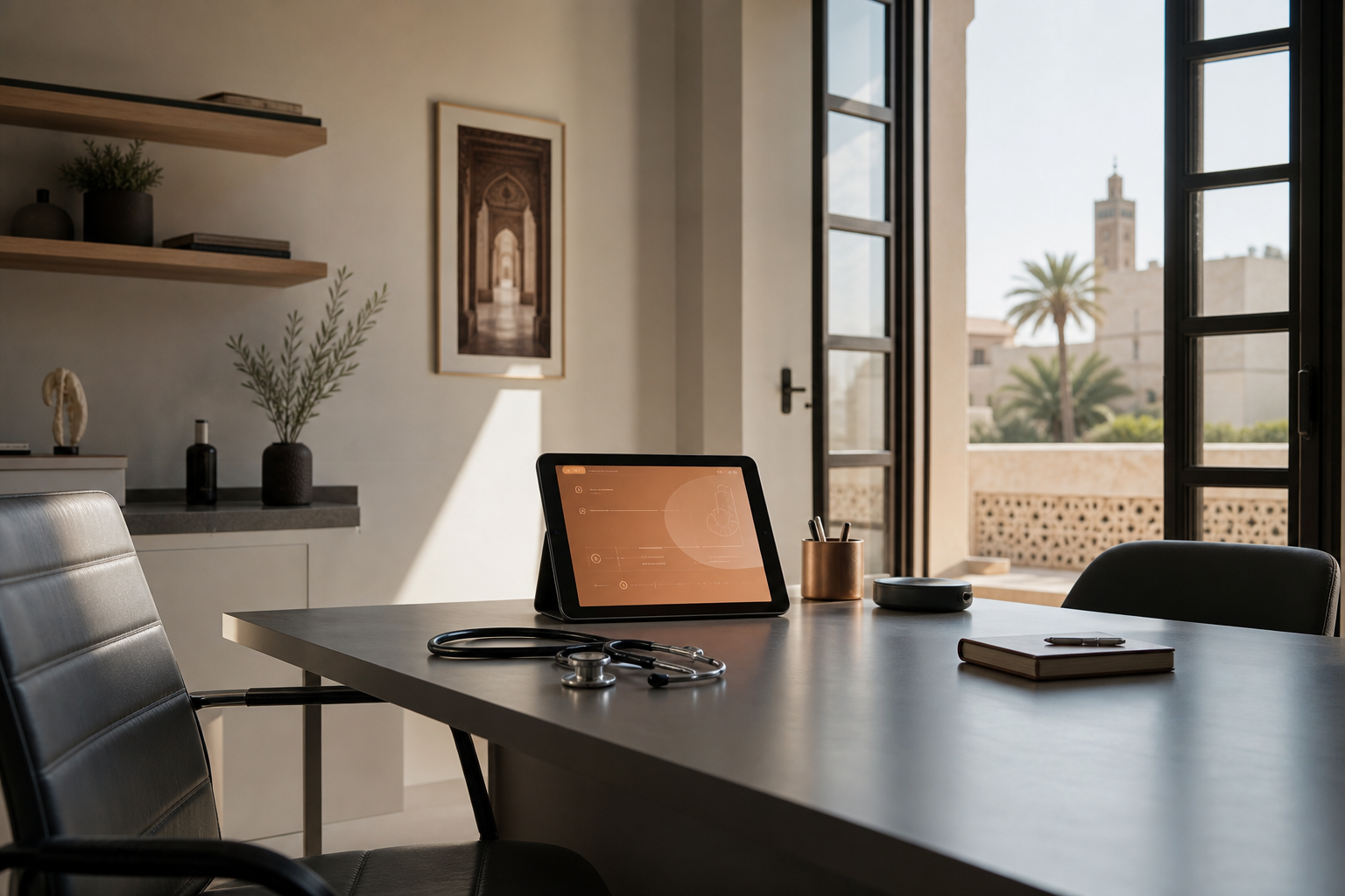TIBAYA, calm clinic desk for telemedicine